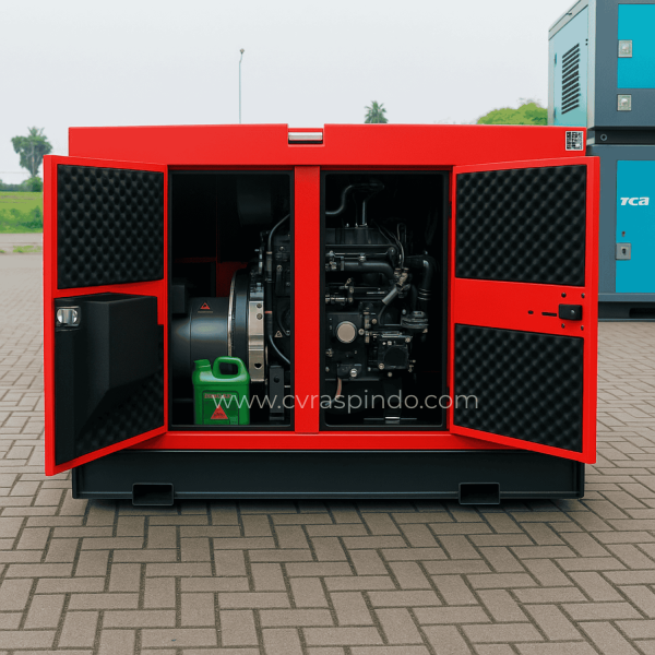 Busa Peredam Suara Genertator Anti Api penerapan di genset merah