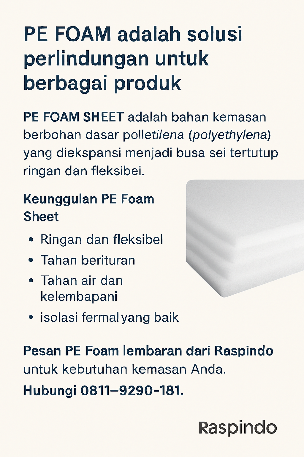 PE FOAM adalah